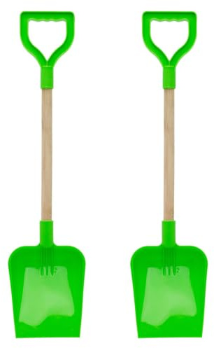 Pack of 2 22-Inch Square End Spade, Beach, Garden and Sandpit ~ Green