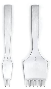 CarpNettore Punteruolo da Set Punzoni Foratura Pelle Scalpello Trincetto Grimaldello in Acciaio al Carbonio Tines Levigati per Entrata Pulita Senza Strappi, 5mm 2+6 Denti