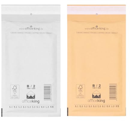 officeking 400 Luftpolstertaschen B/2 | 140 x 225 mm (200 Stück in Braun und 200 Stück in Weiß) - Luftpolster Verpackung Polsterumschläge Briefumschläge gepolstert