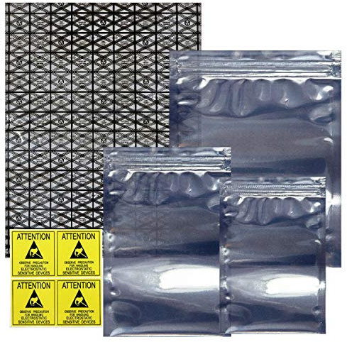 Open Top & Wiederverschließbare antistatische Beutel ESD Abschirmung Tasche mit antistatischen Etiketten für Festplatte, Videokarte, RAM elektronische Geräte (40 Stück) (verschiedene Größen)