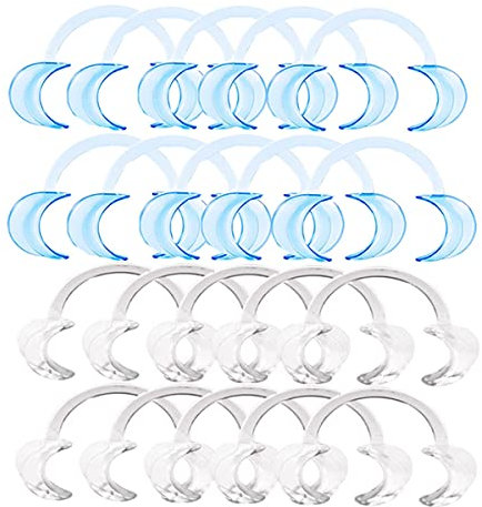 C-Form Mundöffner,Biluer 30PCS Mundöffner Spiel Multi-Größe Dental Wangenhalter Mundwinkelhalter Mundöffner Werkzeuge für Zahnpflege Und Party Spiel(Blau,Weiß)