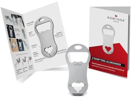 Presentartiklar: ROMINOX butiksverktyg // Allrounder – 8 funktioner, kundvagnslösare med ytterligare funktioner, keytools i rostfritt stål, multifunktionsverktyg, inklusive funktionsbeskrivning