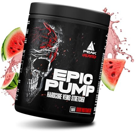 PEAK Epic Pump - 500g Geschmack Sour Watermelon I 20 Portionen I Pre Workout Booster I ohne Stimulanzien I L-Citrullin Malat I L-Arginin AKG/Nitrat I Taurin I vegan