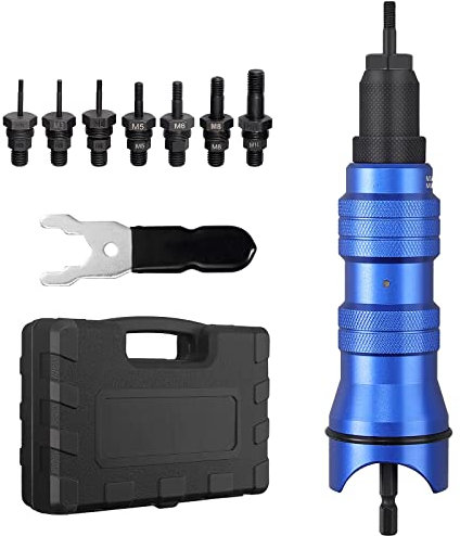 AUTOUTLET Rivet Nut Attachment Kit - Professional Rivet Nuts Adapter for Electric Drill with M3, M4, M5, M6, M8, M10, 6 Type Mandrels