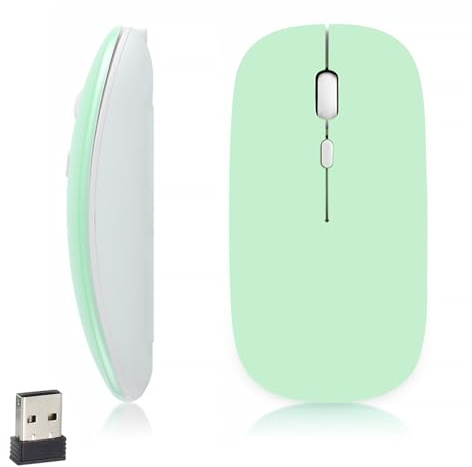 iSTYLE Ratón Inalámbrico Bluetooth, Seguimiento Óptico con 1600 dpi, 3 Botones, Bluetooth 5.2, Mini Ratón Silencioso Compatible con Mac, PC, Macbook, iPad, Android (Requiere batería AA)(Verde)