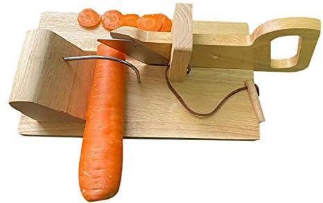 Cortador de Salchichas y Salami - Cuchillo de Madera y Acero Inoxidable - Tabla de Cortar para Tocino