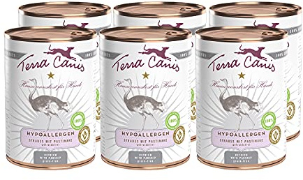 Terra Canis Autruche & panais - Nourriture Humide Hypoallergénique, 6x400g I Aliment pour Chien 1re qualité, 100% aux Standards de l’Alimentation Humaine I Pauvre en allergènes