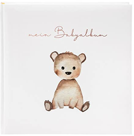 goldbuch 24 458 Fotoalbum Teddybär Foto Album 60 weiße Seiten für 120 Bilder, Babyfotobuch für Mädchen und Jungs, Kunstdruck, Babyalbum Beige, Fotobuch 25 x 25 x 4 cm