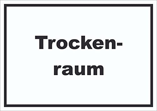 Trockenraum Schild mit Text Wäsche trocknen waagerecht A4 (210x297mm)