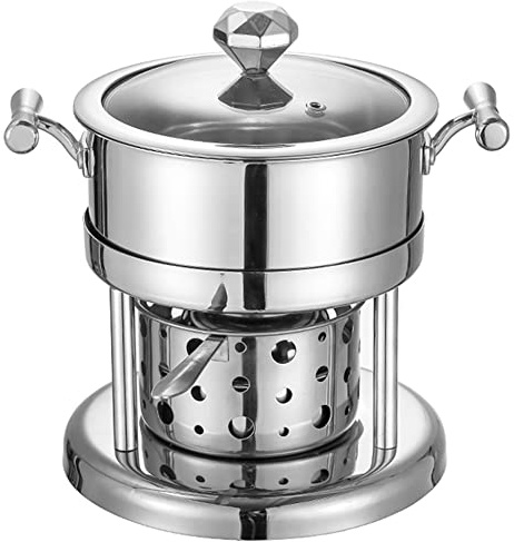 Chafing Dish en Acier Inoxydable, Set Buffet de Chafing Dish Rond avec des casseroles et des Supports de Combustible pour la Restauration, Les événements et Les rassemblements/Silver