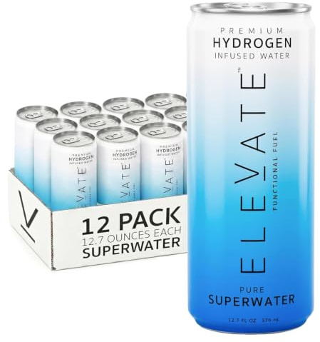 ELEVATE SUPERWATER Premium Hydrogen Water (12 pack). Highest Hydrogen (3-5 PPM) and Lowest -650 ORP. Supports Recovery, Energy, Hydration, Focus, and Endurance. BACKED BY SCIENCE.