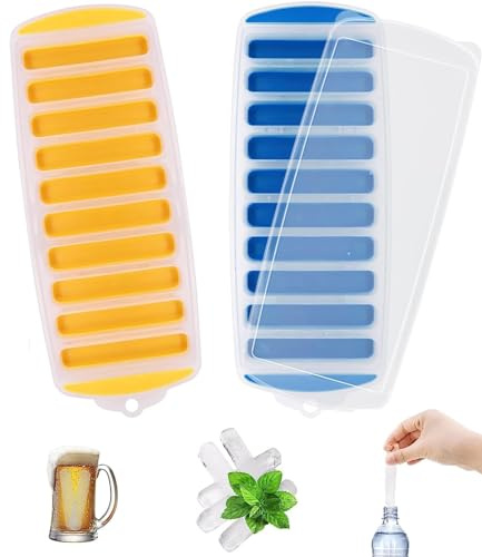 Ice Cube Trays, 2 Pcs Ice Cube Moulds with No-Spill Removable Lid, Easy-Release Silicone and Flexible 28 Ice Trays for Freezer, Whiskey, Cocktail and Drink