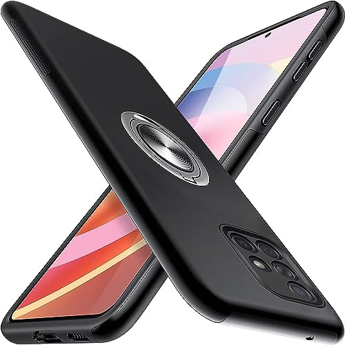 Kaywzo Cover per Samsung Galaxy A71 4G,Outdoors Custodia con Magnetico Invisibile Anello Supporto,Silicone TPU e PC Protezione a Doppio Strato Antiurto Phone Case,Nero