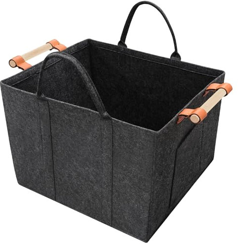 Tendak Borsa in Feltro per Legna Da Ardere, XL Cesto Portalegna da Interno, Cesta per Legna Robusta e Multiuso Può contenere Giornali Vestiti Giocattoli