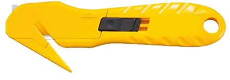 Cortador de Caja de Cuchillos de Utilidad Portátil, Cuchillo de Hoja Rápida, Diseño de Hoja Oculta, Abridor de Cajas de Cartón de Seguridad, Amarillo