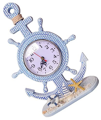 Veemoon Mediterrane -wanduhr Im Nautischen Stil Kreative Wanddekoration Für Und Schlafzimmer Leise Und Batteriebetrieben Tickgeräusche Blaues Design