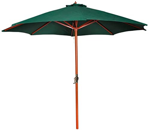 MNISDFL Ombrellone da spiaggia con palo in legno, 300 cm, colore: antracite, verde, 3 mesi