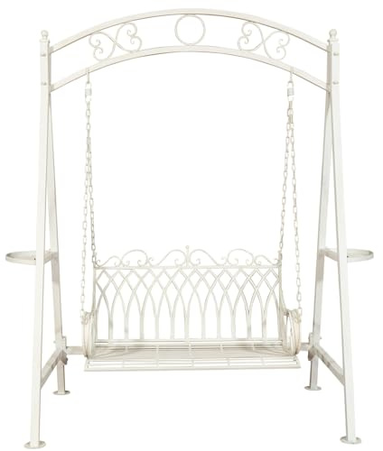 Biscottini Dondolo da Giardino 2 posti 221x199x101 cm - Dondolo Giardino per Esterno in ferro battuto anticato - Giardino Esterno Arredo