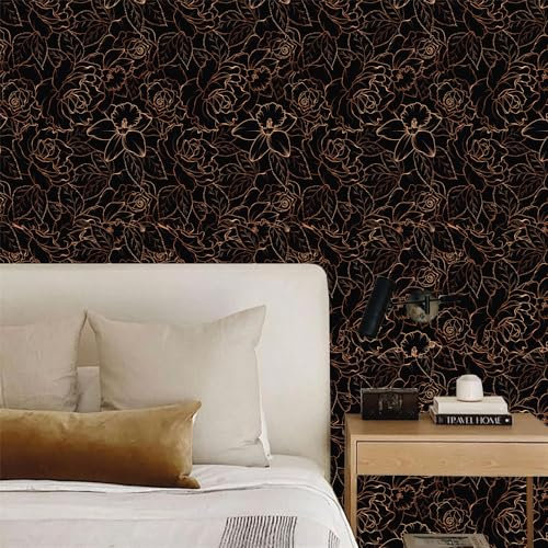 Selbstklebende Tapete Schwarzes Gold Strukturtapete Wandtattoo Schlafzimmer Tapete Selbstklebend Vliestapete Wallpaper for Living Room Tapeten Leicht zu Entfernen Wandschutzfolie 38.6x100.6cm