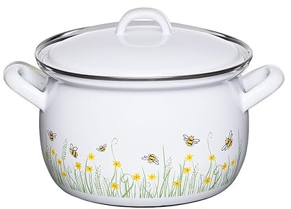 Riess, 0164-137 - Pentola per carne con coperchio, 16 cm, 1,5 l, lunghezza 22,5 x 17,7 x 15,5 cm, peso 1,054 kg, ape comune, smaltata (0165-137)