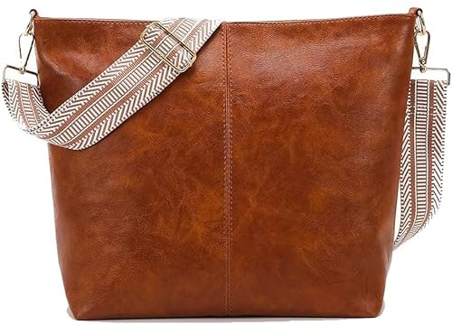 HAIWILL Umhängetasche Damen Große Crossbody Bag Damen mit Breiter Gurt Leder Hobo Bag Shopper Tasche Retro Schultertasche Handtasche für Alltag, Büro, Schulausflug und Einkauf