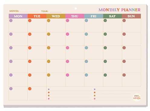 Good Tuesday, A4 Monthly Planner Pad - You Got This, Colourful Design - 52 Tear-away Pages - Undated Planner, Important Notes - 100% Recycled & Recyclable Paper, UK Made