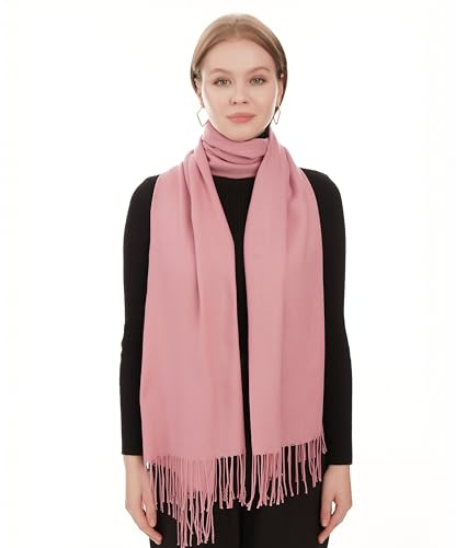 Pashmina Sjal Scarf För Dam – Lätt Och Tunn Halsduk Mode Sjalar för Kvinnor - Pashmina Vårsjal - Elegant Sommarsjal För Damer - Pashminasjal Bröllopssjal Balwrap Cocktailsjal (Mörkrosa)
