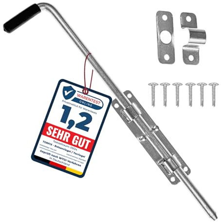 Torfix® Bolzenriegel 420 mm, verzinkter Stahl – robuster Torriegel für Garten‑ & Hoftore, links/rechts montierbar, inkl. 6 × selbstbohrende Torx‑Schrauben (420mm)