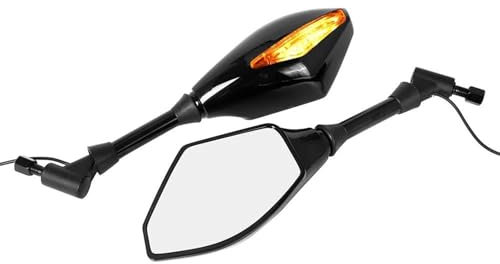 Motorrad Rückspiegel 2X Universal 10mm Motorrad Rearview Außenspiegel Mit Blinker Anzeige Schwarz Für Suzuki Spiegel Set Links & RECHTS(Schwarz)