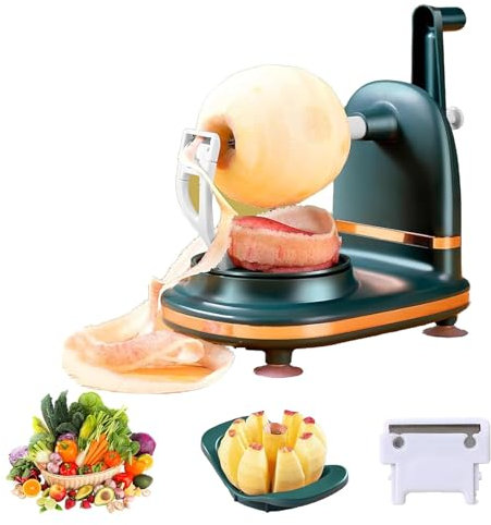 LIULIQ Fruits Peeling Tools, Home Essentials Multi-Fruit Peeler with 1 Replacement Heads and 1 Splitter, Automatic Blade Position Adjustment, Quick Peeling, Easy To Clean for Potatoes Pears and More