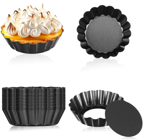 mekueeex 20 Packs Mini Tart Pans Removable Bottom 3 Inch Tart Pan Round Fluted Nonstick Quiche Pie Pan Loose Bottom for Tartlets Dessert Baking