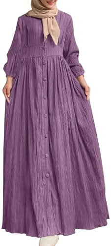 Fannyfuny Gebetskleidung Damen Lange Ärmel Abaya Mit Hijab Lange Robe Türkisch Muslimische Lang Kleider Cocktailkleid Hochzeitskleid Lang Prinzessin Brautjungfer Kleid Abschlusskleider