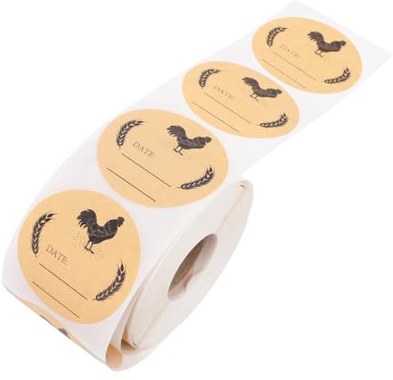 COLLBATH Self Adhesive Egg Carton Labels Round Fresh Egg Stickers Versatile Kitchen Packaging Stickers