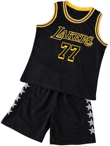 TenhCreek Completo Basket Bambino –2Pezzi Completo Basket Ragazzo Kit, Divisa Completino Basketball Bambino, Senza Maniche Maglia Baskets Ragazzino – Maglietta e Pantaloncini da Baskets 4-14 Anni