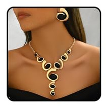AIETUE Gold Jewelry Set, Silver Black Boho Western Double Layered Chunky Vintage Pendant Necklace Stack Trendy Adjustable Non Tarnish Jewelry Sets For Women