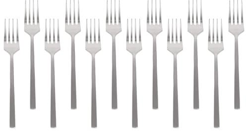 Argon Tableware Silver Stainless Steel Cake Forks Set of 12-15cm Dessert Forks for Pastries, Cakes and Sweet Treats - Elegant Modern Cutlery with Durable Rust-Resistant Finish for Dining and Parties