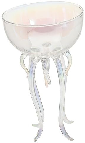 LIFKOME Cocktail Glasses Tall Unique Octopus Jellyfish Design 150ml Glass Goblet Wine Cup Artistic Bar Drinkware Single Piece
