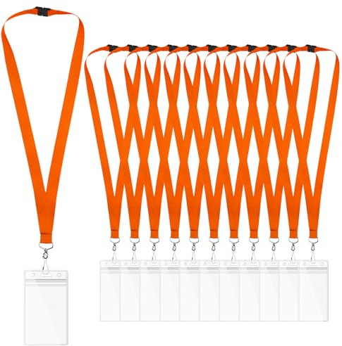 Breakaway-nyckelband med vattentäta märkeshållare, polyester nackremmar för ID-kort (12, orange)