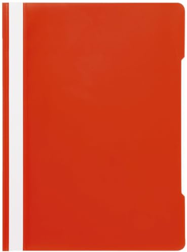 Conipa Schnellhefter A4 Rot, 25 Stück, PP-Kunststoff, stabil | Kunststoff-Schnellhefter, PVC-frei, mit Beschriftungsfeld und transparentem Deckblatt