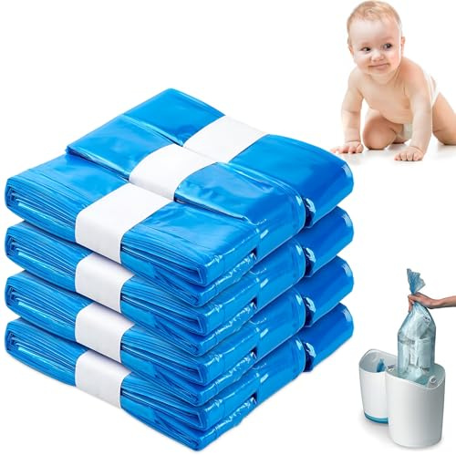 12 Piezas Recambios Cubo Pañales Anti-Dotor, 4.5M Recambio Contenedor Papeleras Capacidad Gran, 7 Capas Bolsa Relleno Basura para Gatito & Bebe, Bolsa Basura Engrosada Longitud Extendida (Azul)