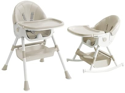 Baby 6 in1 Kinderhochstuhl mit Babyliege und Baby Schaukelstuhl,Verstellbar Klappbar Hochstuhl Babys,für Kinder ab 6 Monate bis 50 kg,Fußstütze,Tablett,einfach zu reinigen (Cremeweiß)