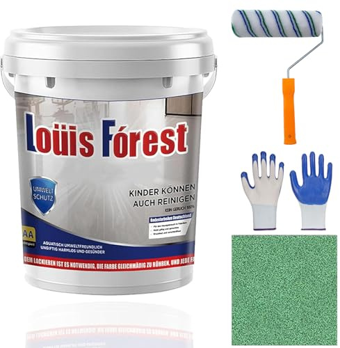 Gienslru Epoxy Colored Sand Floor Paint, Louis Forest Epoxy Fl-oor Pa-int, Epo-xy Floor Paint for Concrete, High Gloss Marble Effect Epo-xy Floors Coating, Garage Fl-oor Waterproof (Green)