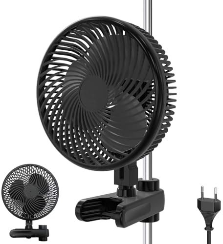 SGZIOO Ventilatore Grow Box da 6, Motore EC Ventilatore Clip, Grow Ventilatore con Clip, 10 velocità, Cavo da 170 cm, 10 W, Flusso d'aria di 560 m³/h, 32 dBA, per Tenda, Grow Tent