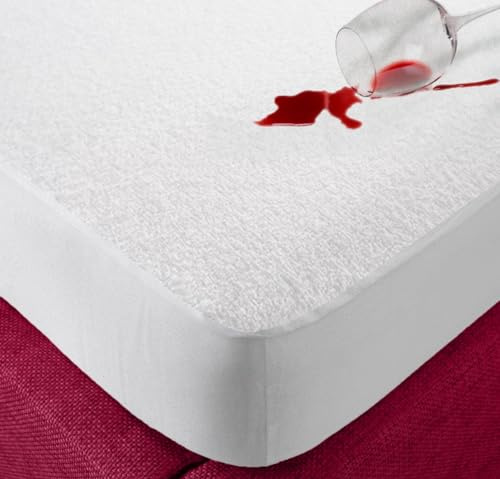 ECOBIZ 100% Waterproof Mattress Protector Single Bed 90x190 Extra Deep 40CM Fitted Skirt, Premium Cotton Terry Bed Wetting Protection, Non-noisy, Breathable, Hypoallergenic, Washable Sheet Cover