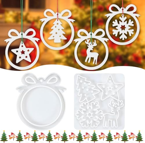 moldes de silicona para manualidades navidad, UEOTO molde de silicona Navidad moldes de yeso 3d para fundición para resina epoxi colgante para decoración navideña para el hogar