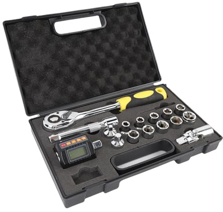 HELEVIA 200n · M Digital Torsion Meder Retroiluminado LCD 4 Unidades 1/2 Pulgada Conjunto de Llave de Trinquete con Adaptadores de 1/4 Pulgadas y 3/8 Pulgadas
