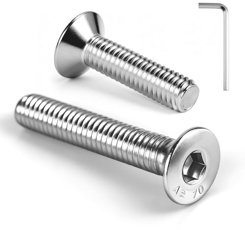 THFJWJ 25 Stück Senkkopfschrauben Innensechskant M6×25mm | A2 V2A 304 Edelstahl,inklusive Schraubenschlüssel,Versenkte Ausführung,Festziehen wölbt nicht,für Möbel und im Bauwesen