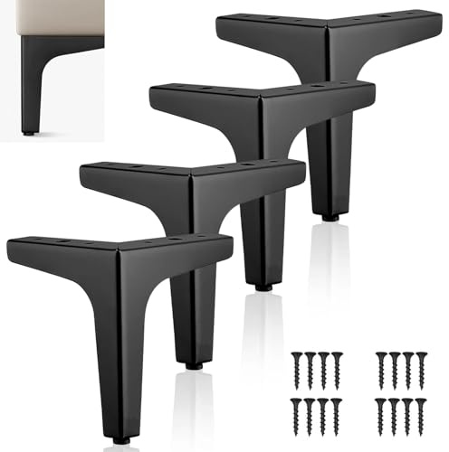 BUERPINKING 4 Stück Möbelfüße, Möbelfüße Metall 10/15 cm Dreieck Tischbeine, Ersatz Sofafüße Metallfüße für Stühle Tisch Schrank, Bett, Schränke, Sofa, Nachttisch (15cm)