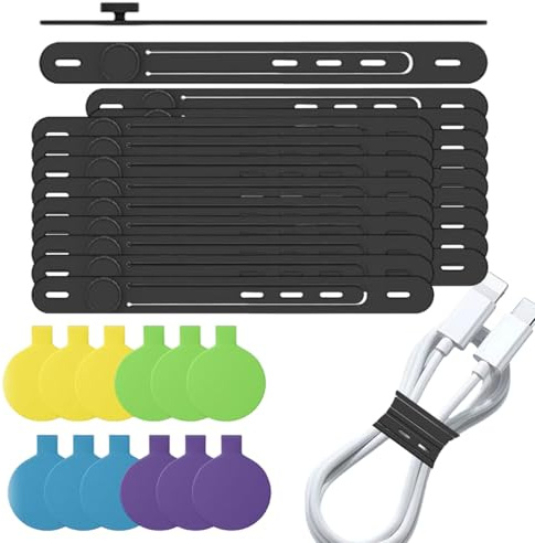 Etiquetas Para Cables | Silicona Multicolor Reutilizable,Marcadores Para Hilos Resistentes A La Rasgadura,Para Electrónica Estilo De Vida Gadget Oficina Casa Viaje Organización Personal Lugar De