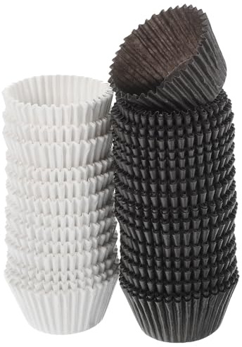 PAMINGONO 1000 Cápsulas para Magdalenas Grandes Moldes de Papel Blanco y Marrón Envoltorios para Cupcakes Resistentes Perfectos para Fiestas Repostería y Eventos Obsequios